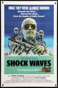 6r881 SHOCK WAVES 1sh 1977 art of Nazi ocean zombies terrorizing boat, once they were ALMOST human