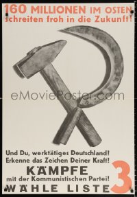 6r334 160 MILLIONEN IM OSTEN 27x38 East German special poster 1960s Heartfield hammer/sickle art!