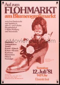 6r361 AUF ZUM FLOHMARKT 23x33 German special poster 1981 Paul-Helmut Zrocke image of a figurine!