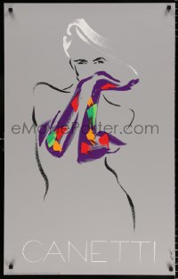 6r084 CANETTI 25x39 French art print 1989 art of a sexy woman wearing colorful gloves!