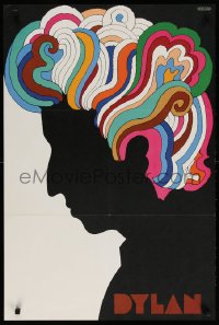 6r038 DYLAN 22x33 music album insert poster 1967 colorful silhouette art of Bob by Milton Glaser!