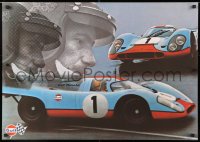 6r113 GULF PORSCHE 917 2-sided 24x34 Swiss advertising poster 1970s Jo Siffert & schematic of racer!