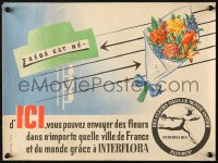 6r114 INTERFLORA bouquet style 12x16 French advertising poster 1950s cool flower delivery art!