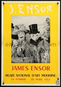 6r185 JAMES ENSOR 17x24 French museum/art exhibition 1954 wild art by James Ensor!