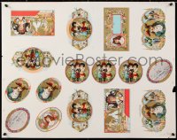 6r007 PRIMROSE 22x28 uncut cigar box label sheet 1930s cool art from different labels!