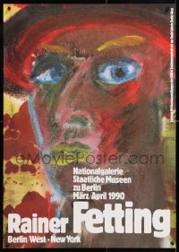 6r201 RAINER FETTING 23x32 German museum/art exhibition 1990 wild art of a man by the artist!