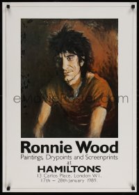 6r202 RONNIE WOOD 23x33 English museum/art exhibition 1989 self-portrait by the artist/rock star!