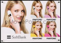 6r134 SOFTBANK Pantone style 14x20 Japanese advertising poster 2000s Cameron Diaz with cell phone!