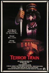 6r926 TERROR TRAIN 1sh 1980 Ben Johnson, Jamie Lee Curtis, art of masked killer Derek McKinnon!