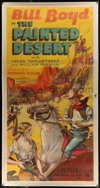 6s026 PAINTED DESERT linen 3sh 1931 art of Bill Boyd, Twelvetrees & outlaw Clark Gable, ultra rare!