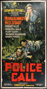 6s027 POLICE CALL linen 3sh 1933 Nick Stuart, who looks like Bruce Hershenson, saves man in swamp!