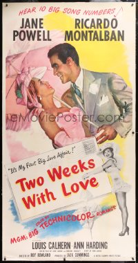 6s031 TWO WEEKS WITH LOVE linen 3sh 1950 full-length art of sexy Jane Powell & Ricardo Montalban!