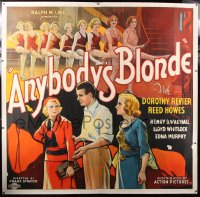 6s004 ANYBODY'S BLONDE linen 6sh 1931 art of love triangle by line of sexy chorus girls, rare!