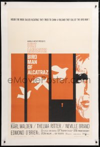 6s061 BIRDMAN OF ALCATRAZ linen 1sh 1962 Burt Lancaster in John Frankenheimer's prison classic!