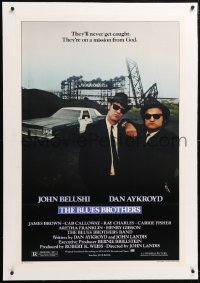 6s066 BLUES BROTHERS linen 1sh 1980 John Belushi & Dan Aykroyd are on a mission from God!