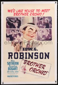 6s067 BROTHER ORCHID linen 1sh 1940 art of Edward G Robinson, 3 images of Humphrey Bogart!