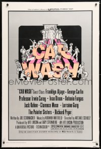 6s078 CAR WASH linen 1sh 1976 written by Joel Schumacher, Drew Struzan art of cast around title!