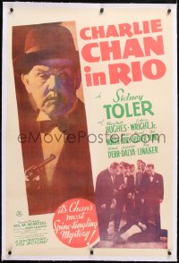 6s083 CHARLIE CHAN IN RIO linen 1sh 1941 Asian detective Sidney Toler solves a mystery in Brazil!