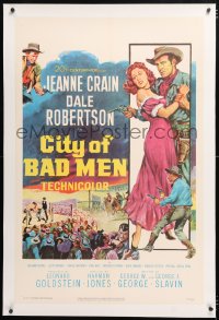 6s087 CITY OF BAD MEN linen 1sh 1953 Jeanne Crain, Dale Robertson, Richard Boone, boxing art!