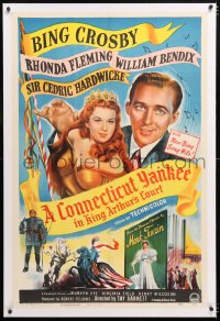 6s095 CONNECTICUT YANKEE IN KING ARTHUR'S COURT linen 1sh 1949 Bing Crosby, sexy Rhonda Fleming!