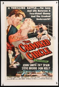 6s101 CROOKED CIRCLE linen 1sh 1957 two-fisted boxing champ vs crooked underworld, cool art!