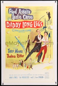 6s104 DADDY LONG LEGS linen 1sh 1955 wonderful art of Fred Astaire dancing with Leslie Caron!