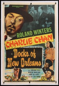 6s121 DOCKS OF NEW ORLEANS linen 1sh 1948 Roland Winters as Charlie Chan, Mantan Moreland, Sen Yung