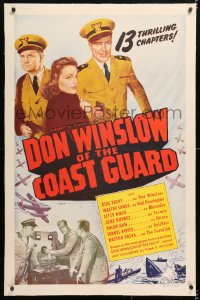 6s122 DON WINSLOW OF THE COAST GUARD linen 1sh R1953 Don Terry serial in 13 thrilling chapters!