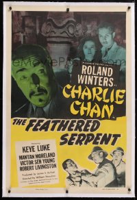 6s134 FEATHERED SERPENT linen 1sh 1948 Roland Winters as Charlie Chan, Mantan Moreland, Keye Luke!