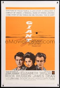 6s146 GIANT linen 1sh R1963 James Dean, Elizabeth Taylor, Rock Hudson, directed by George Stevens!