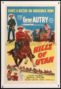 6s171 HILLS OF UTAH linen 1sh 1951 cowboy Gene Autry's a frontier medical doctor on horseback now!