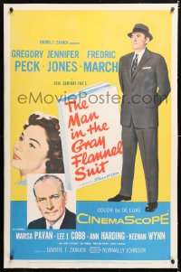 6s231 MAN IN THE GRAY FLANNEL SUIT linen 1sh 1956 Gregory Peck, Jennifer Jones, Fredric March!