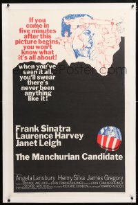 6s233 MANCHURIAN CANDIDATE linen 1sh 1962 cool art of Frank Sinatra, directed by John Frankenheimer!