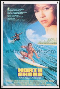 6s260 NORTH SHORE linen 1sh 1987 great Hawaiian surfing image + close up of sexy Nia Peeples!