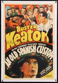 6s262 OLD SPANISH CUSTOM linen 1sh 1936 great art of Buster Keaton in his funniest feature comedy!