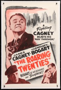 6s301 ROARING TWENTIES linen 1sh R1956 fighting James Cagney & Humphrey Bogart at his toughest!