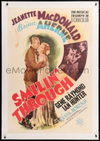 6s321 SMILIN' THROUGH linen style C 1sh 1941 Jeanette MacDonald & Aherne find true love singing!