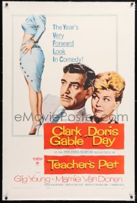 6s345 TEACHER'S PET linen 1sh 1958 teacher Doris Day, pupil Clark Gable, sexy Mamie Van Doren's body!