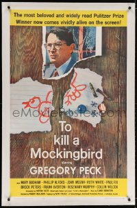 6s358 TO KILL A MOCKINGBIRD linen 1sh 1963 Gregory Peck classic, from Harper Lee's famous novel!