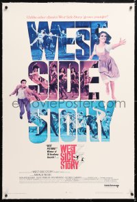 6s379 WEST SIDE STORY linen 1sh R1968 Academy Award winning classic musical, Natalie Wood, Beymer!