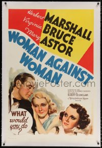 6s390 WOMAN AGAINST WOMAN linen 1sh 1938 art of Mary Astor, Herbert Marshall & Virginia Bruce!