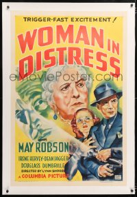 6s391 WOMAN IN DISTRESS linen 1sh 1937 art of Robson, Hervey & Dean Jagger, trigger-fast excitement!