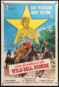 6t345 ADVENTURES OF WILD BILL HICKOK linen Argentinean 1951 art of Guy Madison & cowboys on horses!
