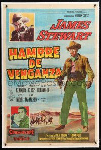 6t372 MAN FROM LARAMIE linen Argentinean 1956 art of cowboy James Stewart, directed by Anthony Mann!