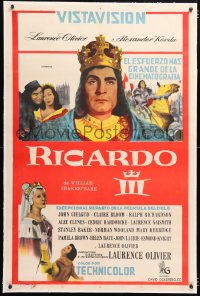 6t377 RICHARD III linen Argentinean 1957 Laurence Olivier in the title role, Shakespeare, very rare!