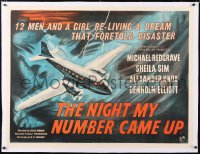 6t275 NIGHT MY NUMBER CAME UP linen British quad 1955 Ealing Studios, art of Royal Air Force plane!