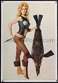 6t205 BARBARELLA linen 30x43 commercial poster 1968 Fonda & pengfish, recalled for legal problems!