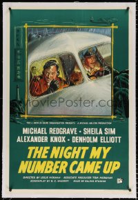 6t267 NIGHT MY NUMBER CAME UP linen English 1sh 1955 British Royal Air Force pilot Michael Redgrave!