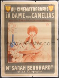 6t326 CAMILLE linen French 1p 1912 Kastor art of Sarah Bernhardt as Dumas doomed heroine, ultra rare!
