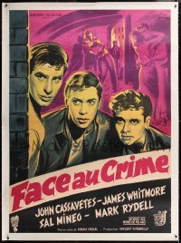 6t328 CRIME IN THE STREETS linen French 1p 1957 Don Siegel, Sal Mineo & 1st John Cassavetes, Grinsson art